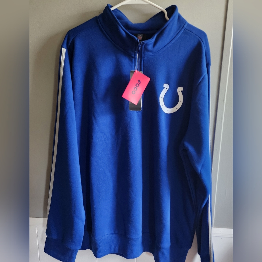 NFL Foco Indianapolis Colts Blue Zip-Up Sweater with Logo XL